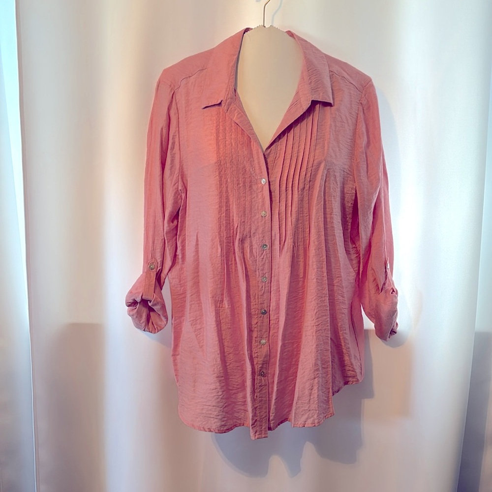 Roz & Ali blouse with 3/4 roll sleeves size XL